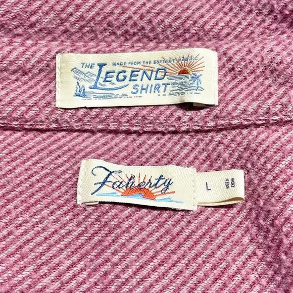 FAHERTY The Legend Sweater Shirt Shirt Button-Up LS in Dusty Rose Twill Size L - Picture 7 of 8